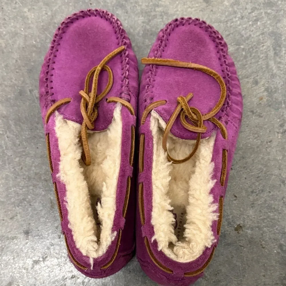 UGG Purple Suede Moccasins with Plush Lining